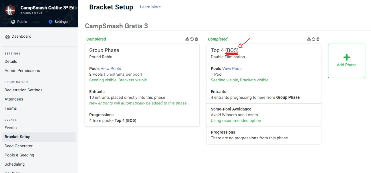How to set up a phase name on start.gg