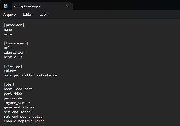 How the config.ini file looks like